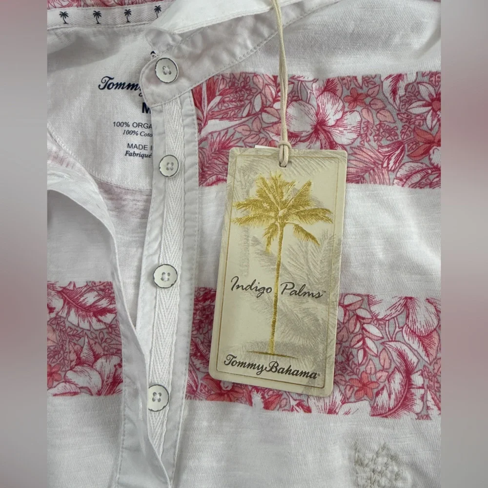 Tommy Bahama Prima Petals Striped Long Sleeve Top | Pink & White - Picture 5 of 9